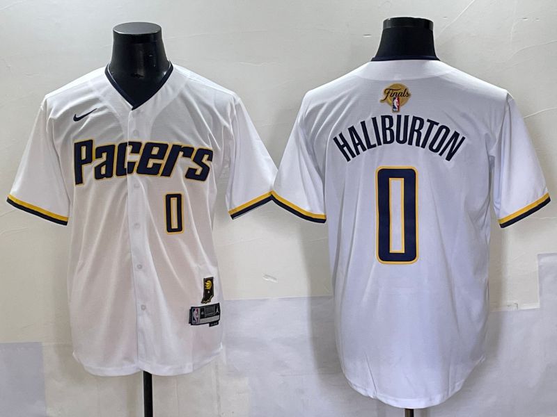 Men 2025 Indiana Pacers #0 Haliburton White Joint Name NBA Jersey style 23